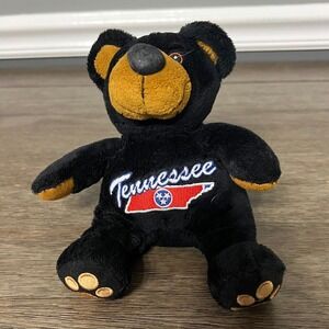 Tennessee Souvenir Plush Bear Black Beige 7" Embroidered State Flag Toy